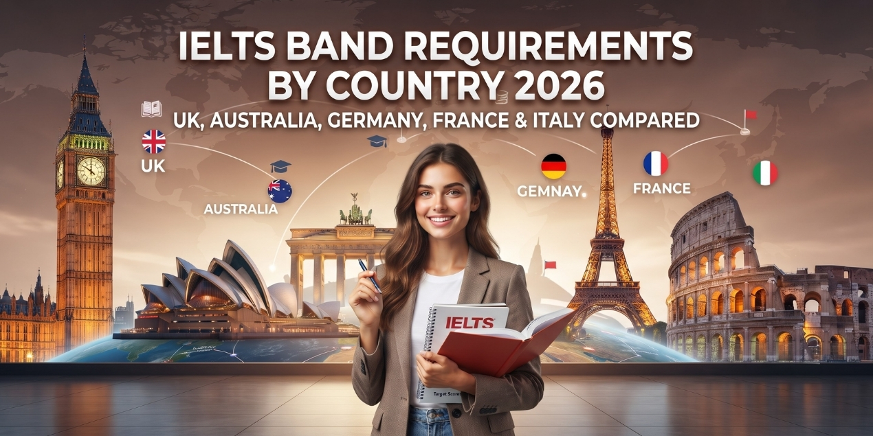IELTS Band Requirements by Country 2026: UK, Australia, Germany, France & Italy Compared